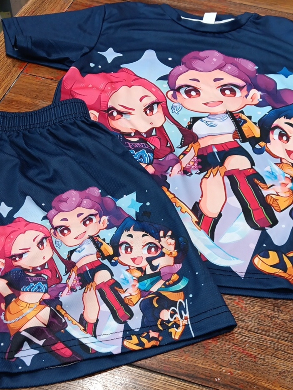 Girls Navy Blue Character Short Set - Demon Hunters  .huntrix.